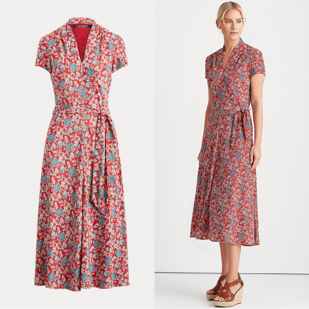 LRL Ralph Lauren Floral Crepe Midi Dress